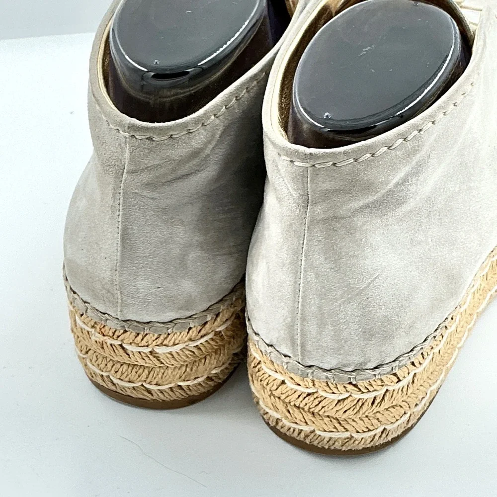 Prada Size 39 US 8 Espadrille Platform Chukka Ankle Boot Taupe Gray Suede
